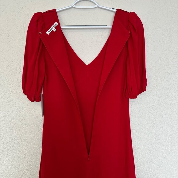 Reformation Simon Mini Dress NWT Size 2 Flutter Sleeve Cherry Red Romantic - Picture 5 of 13